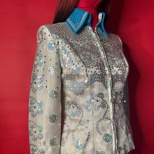 Vintage Rhinestone Performance Jacket – 1990s Y2K Western Glam Sequin Blazer